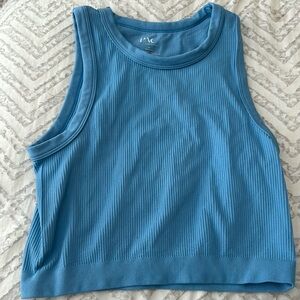Bright blue tank top crop top.